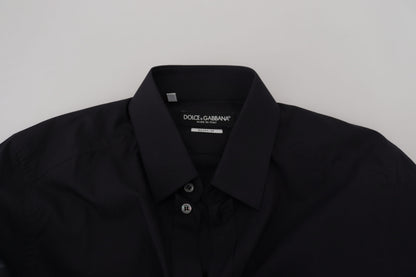 Dolce &amp; Gabbana Elegant Slim Fit Black Cotton Dress Shirt