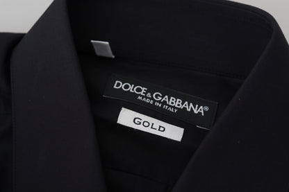 Dolce &amp; Gabbana Elegant Slim Fit Black Cotton Dress Shirt