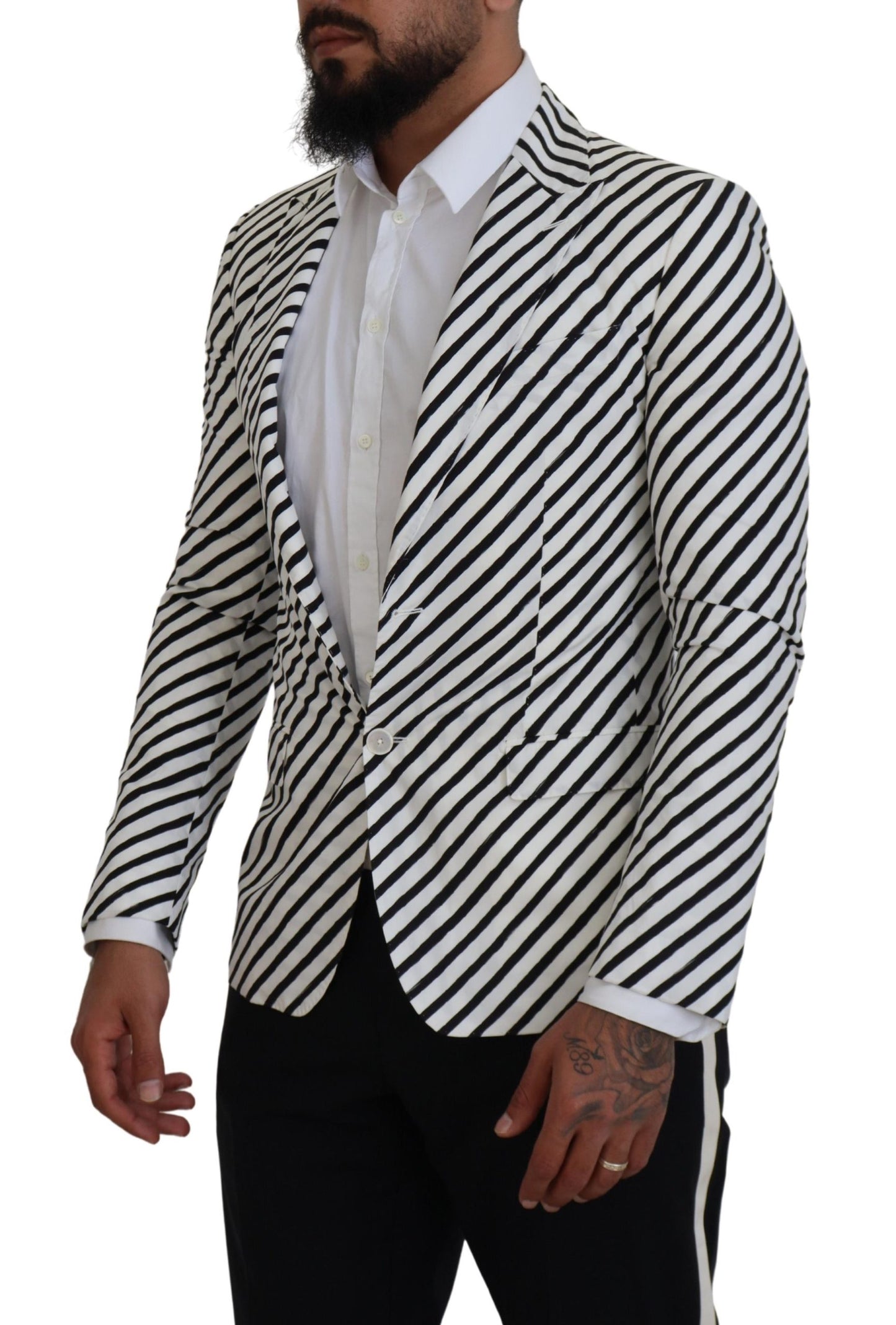 Blazer elegante de rayas blancas con botonadura sencilla de Dolce &amp; Gabbana