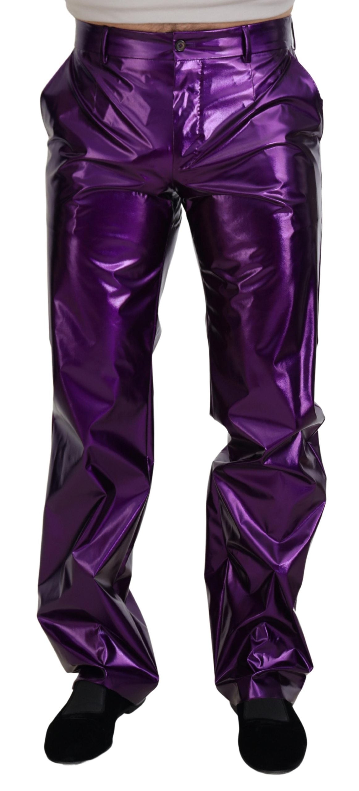 Dolce &amp; Gabbana Elegant Shining Purple Straight Fit-byxor