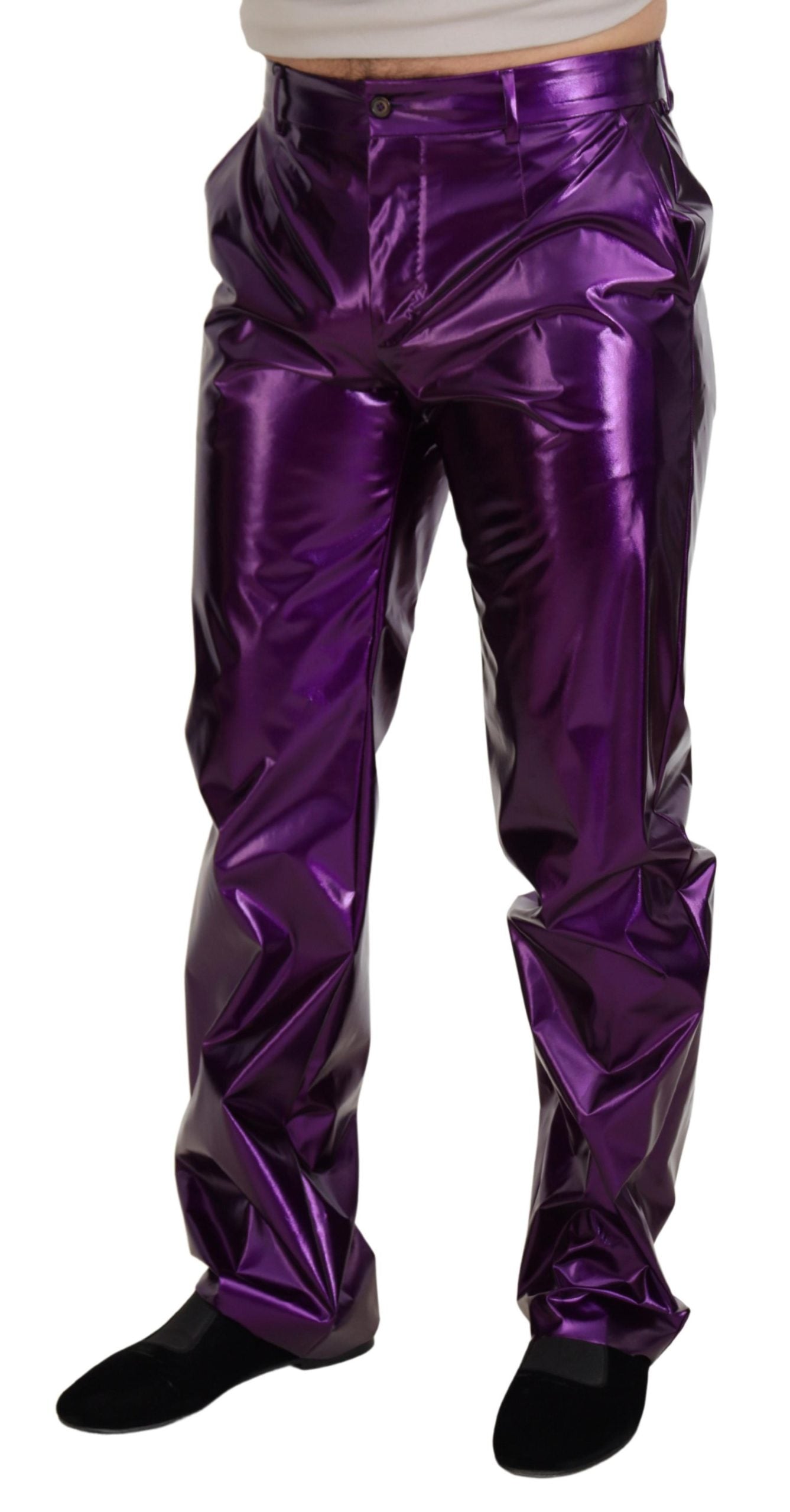 Dolce &amp; Gabbana Elegant Shining Purple Straight Fit-byxor