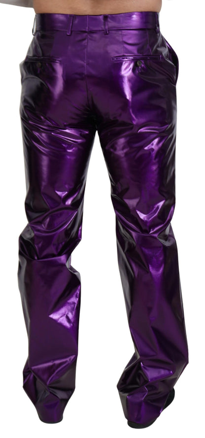 Dolce &amp; Gabbana Elegant Shining Purple Straight Fit-byxor