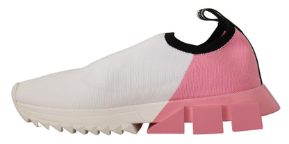 Dolce &amp; Gabbana eleganta Sorrento Slip-On sneakers i vitt och rosa