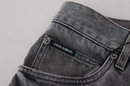 Dolce &amp; Gabbana Elegant Grey Rutig Denim Treasure