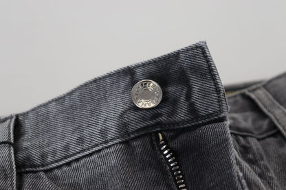 Dolce &amp; Gabbana Elegant Grey Rutig Denim Treasure