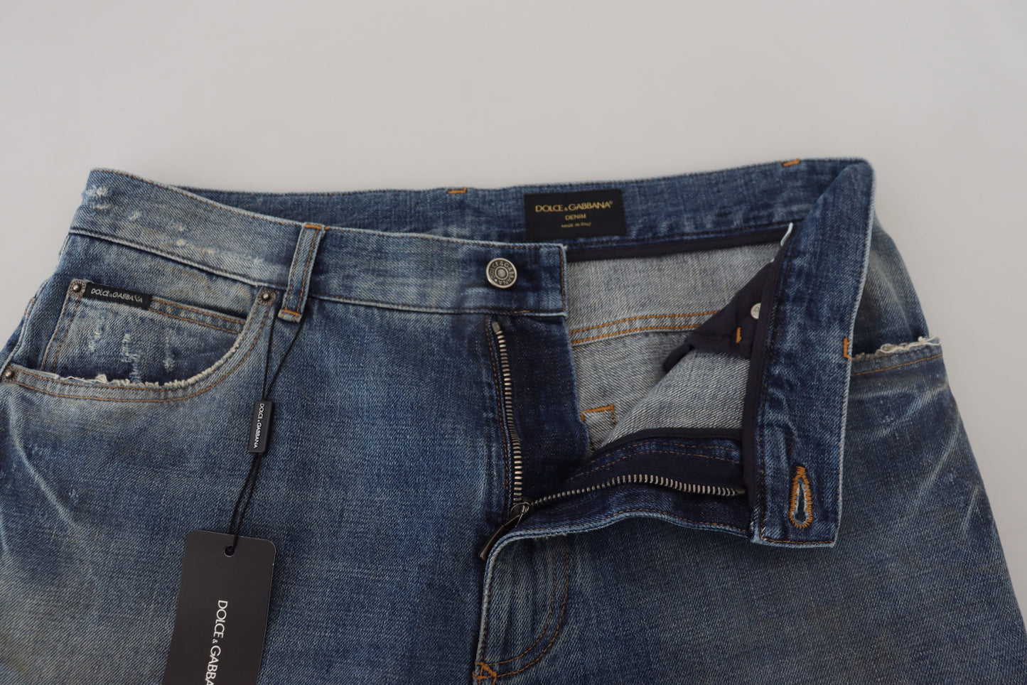 Dolce &amp; Gabbana Fantastiska italienska jeans med slitsad denim