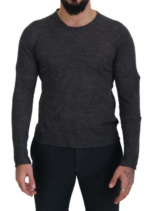 Costume National Sleek Grey Crewneck Pullover Sweater