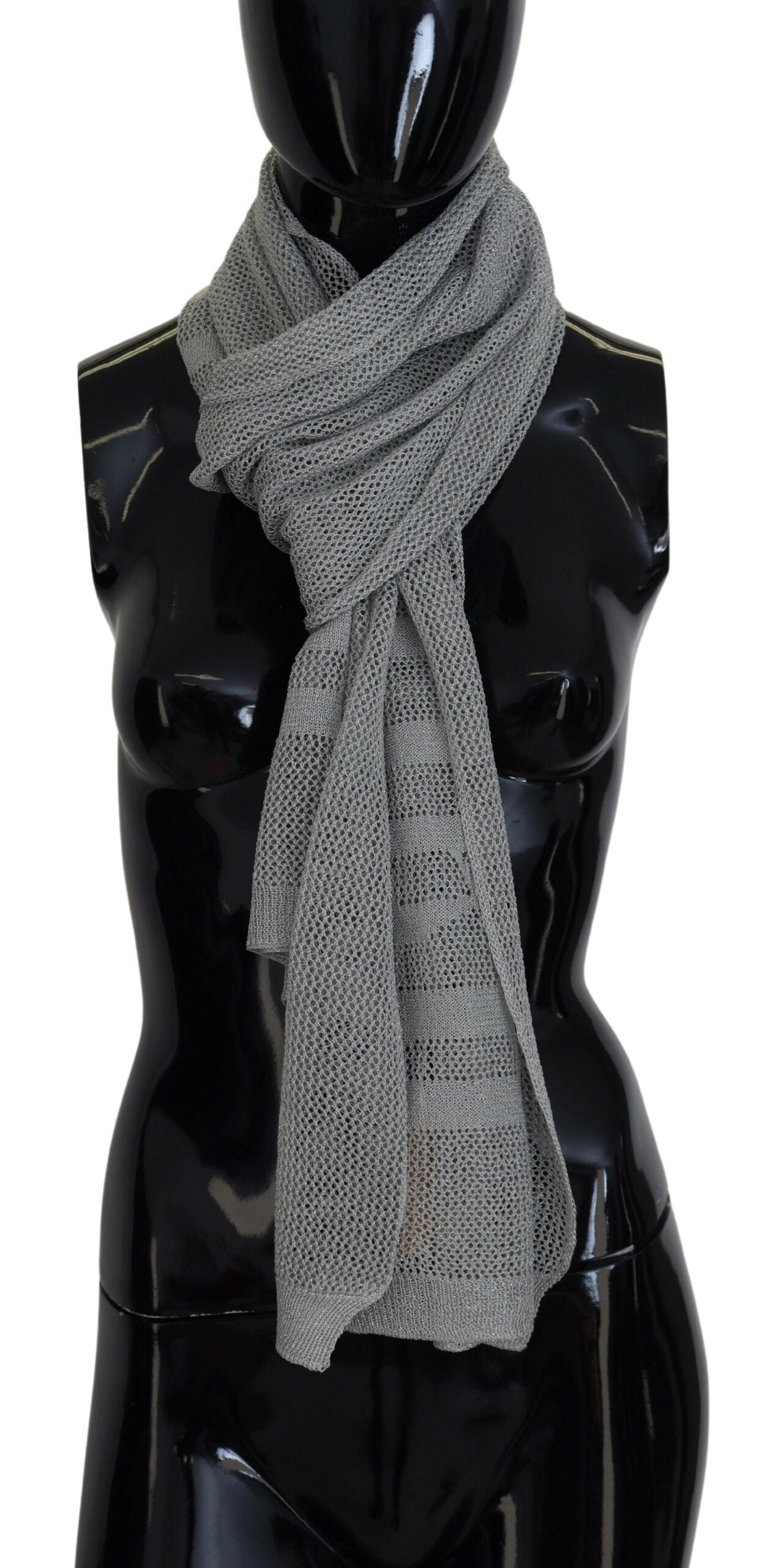 John Galliano Elegant grå stickad designerscarf