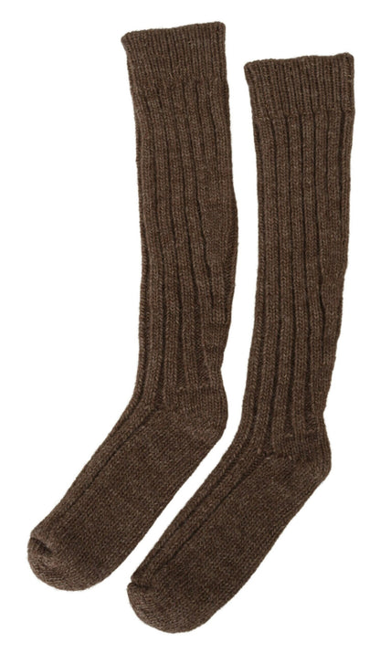 Dolce &amp; Gabbana Chic Brown Wool Blend Over-Calf Socks