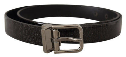 Dolce & Gabbana Elegant Black Leather Belt with Silver Buckle