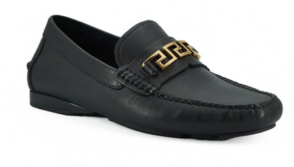 Mocasines elegantes de piel de becerro negra para hombre de Versace