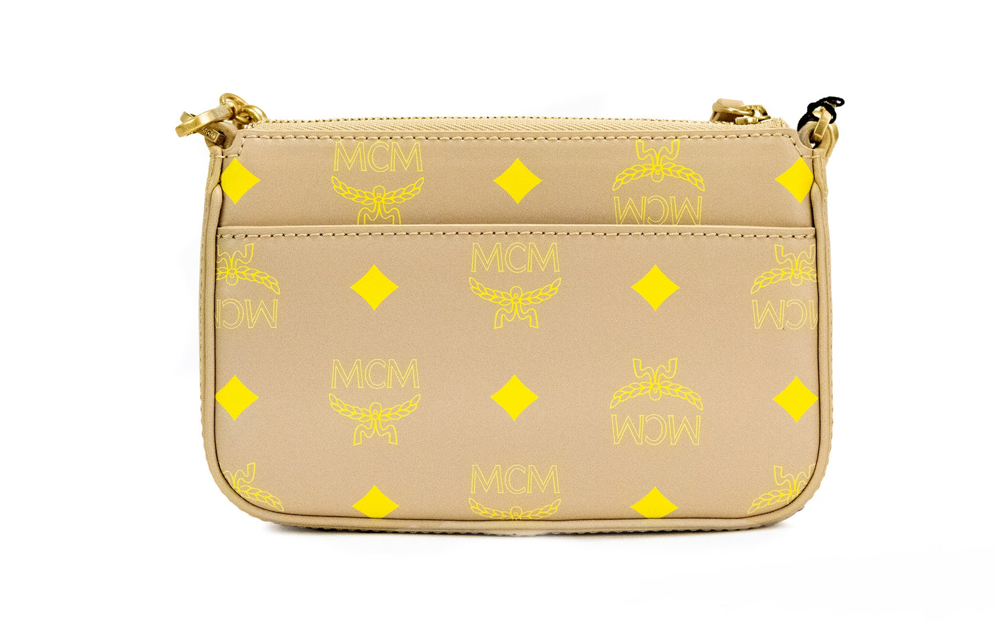 MCM Color Splash Logo Croissant Smooth Läder Mini Pouch Crossbody Handväska