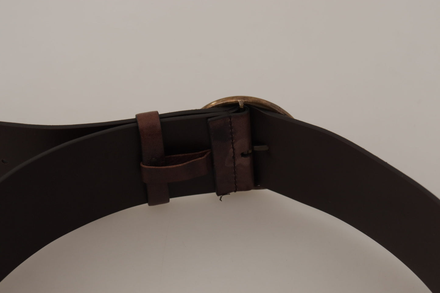 Dolce & Gabbana Elegant Dark Brown Leather Belt with Logo Buckle