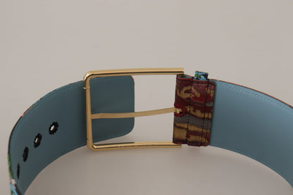 Dolce & Gabbana Multicolor Canvas Leather Statement Belt