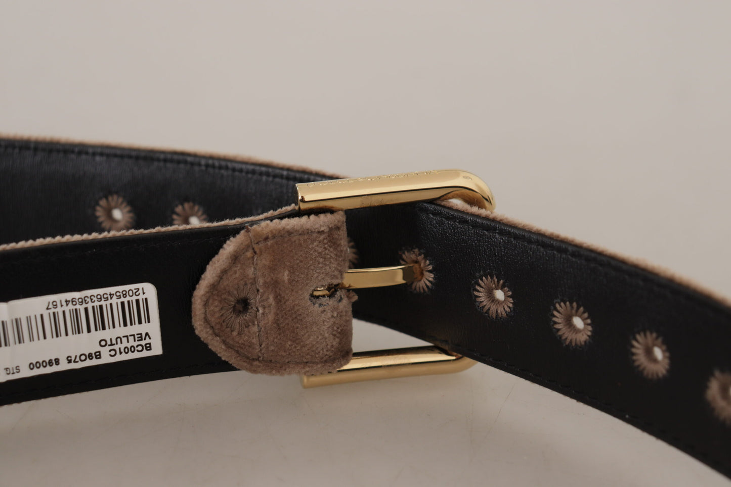 Dolce & Gabbana Elegant Velvet Logo Buckle Belt