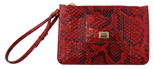 Dolce &amp; Gabbana Elegant Ayers Snake Clutch i rött läder