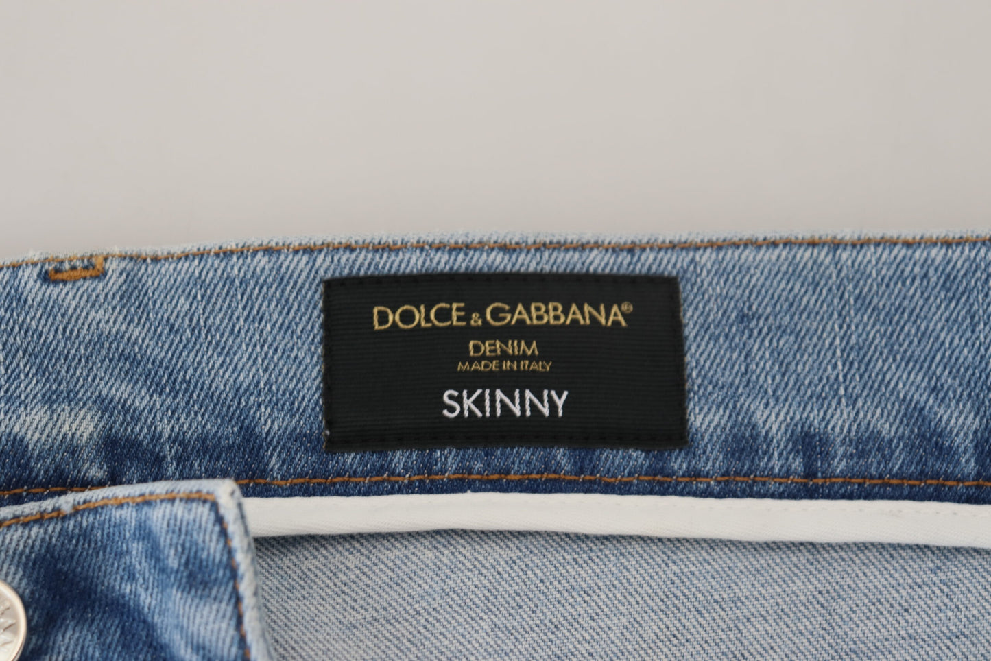 Dolce &amp; Gabbana Elegant Slim Fit ljusblå jeansbyxor