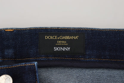 Dolce &amp; Gabbana Elegant Slim Fit Mörkblå jeansjeans