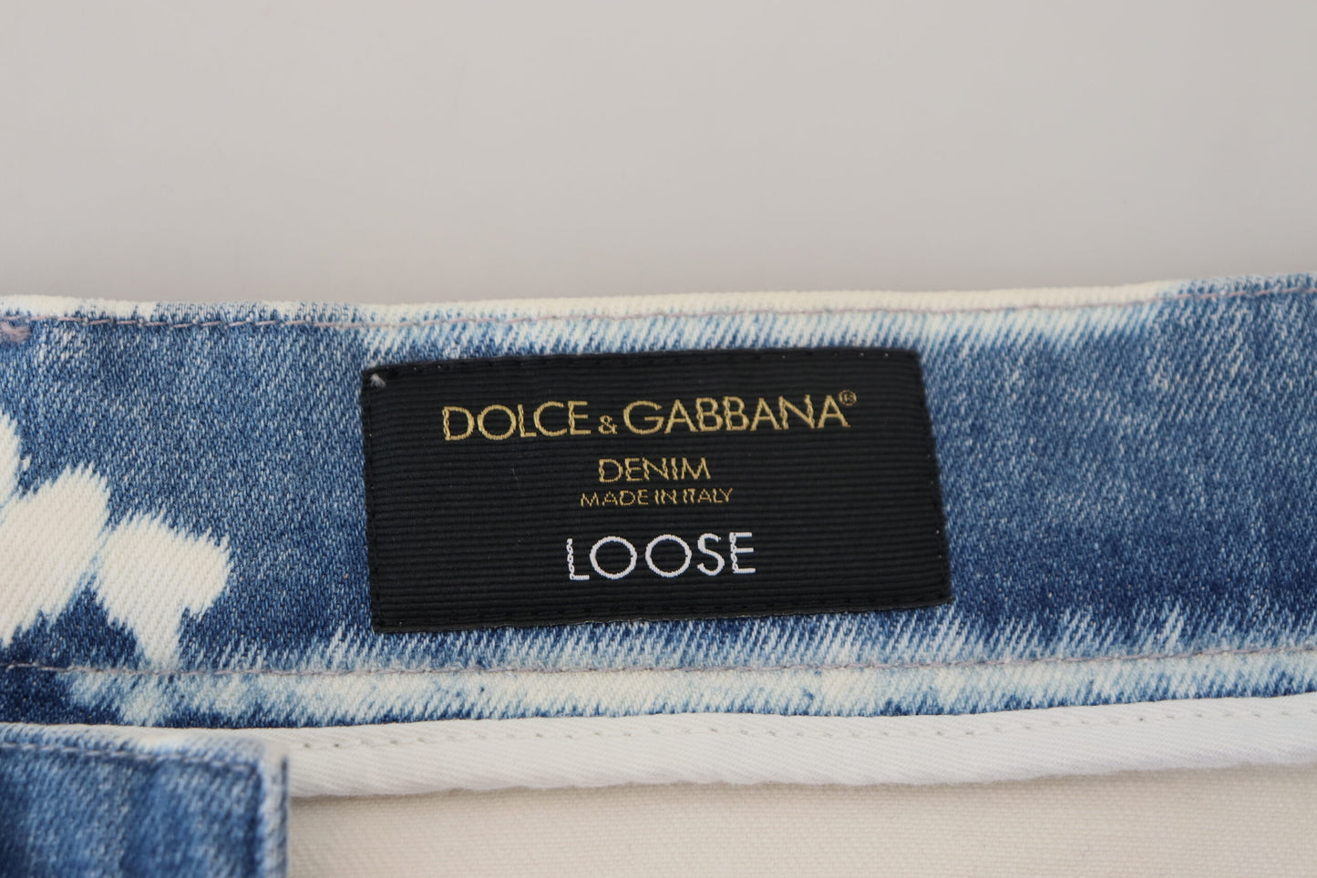 Dolce &amp; Gabbana eleganta jeansbyxor med lös passform med unikt tryck