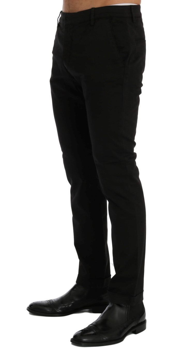 Costume National Chic Black Slim Fit Stretch Byxor i bomull