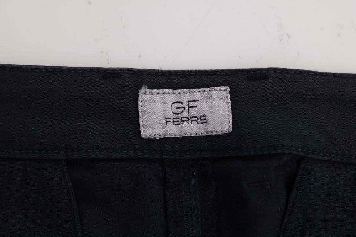 Pantalones elásticos de algodón azul de corte ajustado GF Ferre Chic