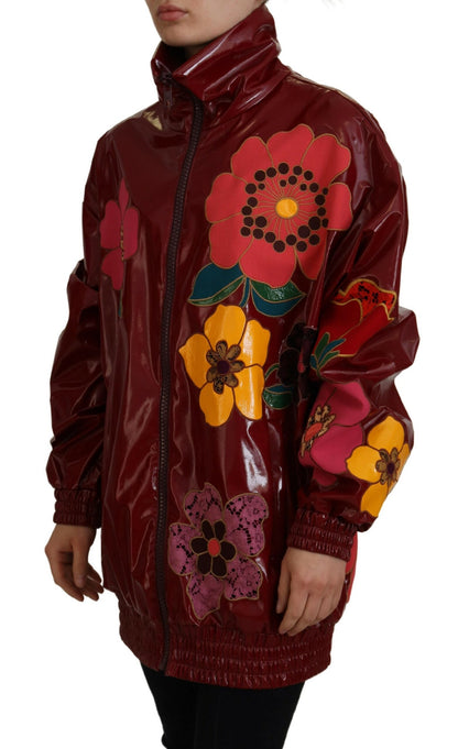 Dolce &amp; Gabbana Maroon Floral Luxe Jacka