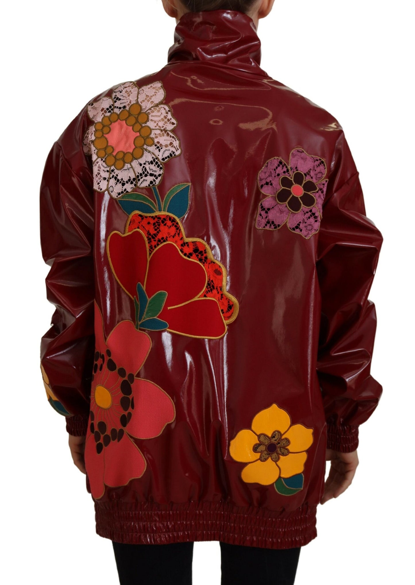 Dolce &amp; Gabbana Maroon Floral Luxe Jacka