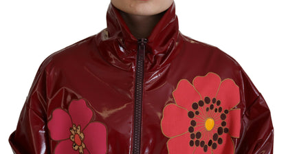 Dolce &amp; Gabbana Maroon Floral Luxe Jacka