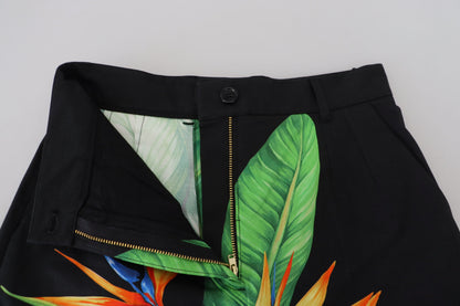 Dolce &amp; Gabbana Hot Pants Shorts med hög midja i svart lövtryck