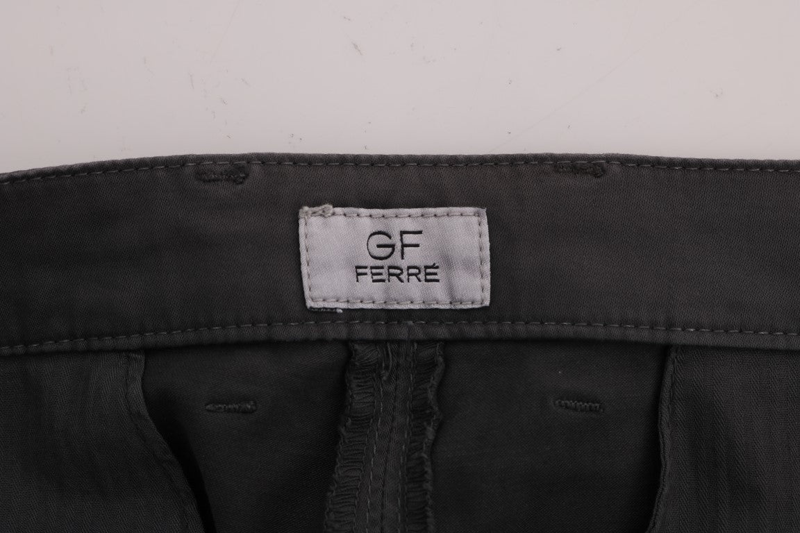 GF Ferre Elegant Slim-Fit Grå bomullsbyxa