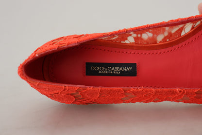 Dolce &amp; Gabbana Elegant Lace Vally Flats i korallrött