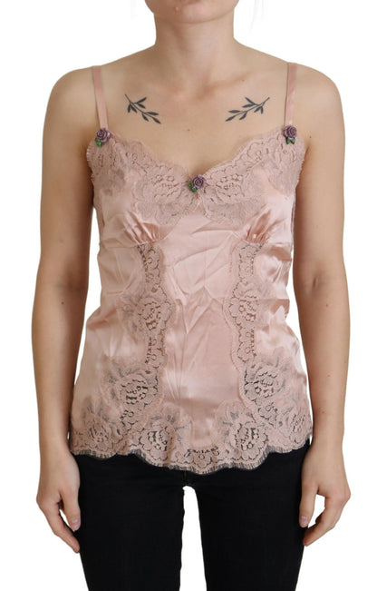 Dolce &amp; Gabbana Elegant Pink Silk Underkläder Topp