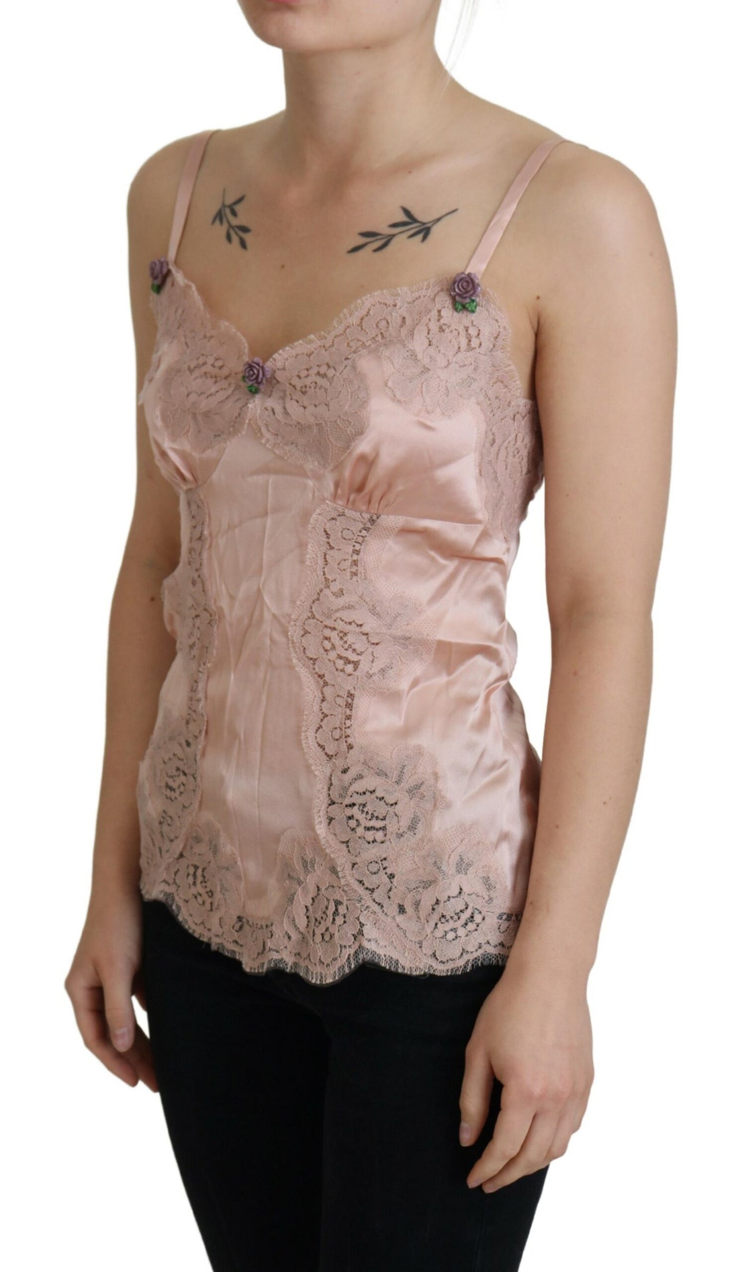 Dolce &amp; Gabbana Elegant Pink Silk Underkläder Topp