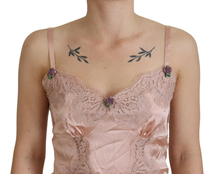 Dolce &amp; Gabbana Elegant Pink Silk Underkläder Topp