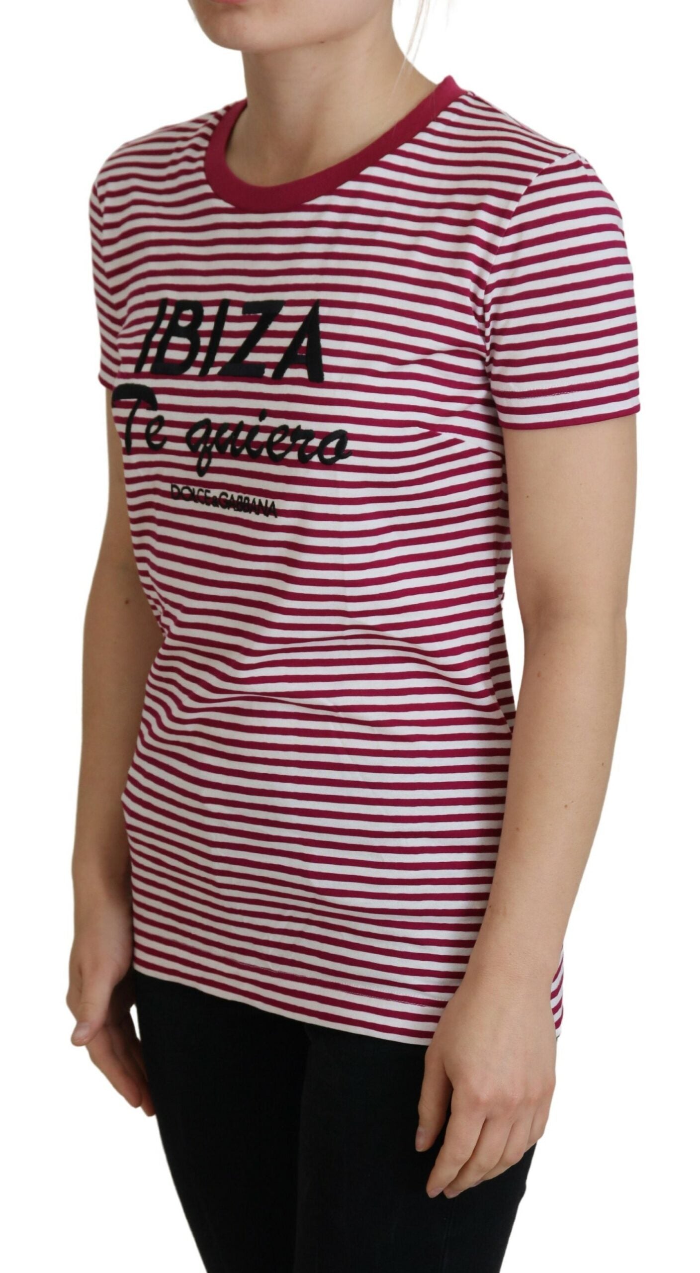 Dolce &amp; Gabbana Exklusiv randig Ibiza T-shirt med rund hals