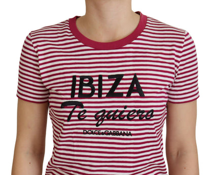 Dolce &amp; Gabbana Exklusiv randig Ibiza T-shirt med rund hals