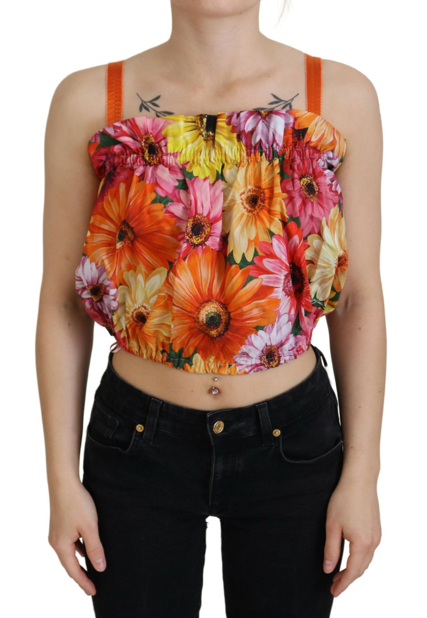 Dolce &amp; Gabbana Floral Elegance ärmlös cropped topp