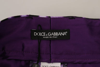 Pantalones rectos elegantes de talle alto y color morado de Dolce &amp; Gabbana