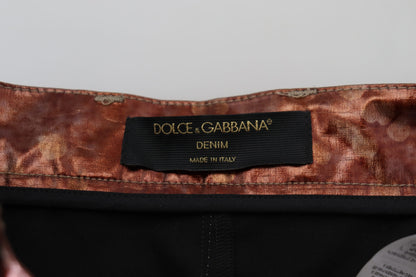 Vaqueros ajustados de cintura alta de Dolce &amp; Gabbana en bronce metalizado