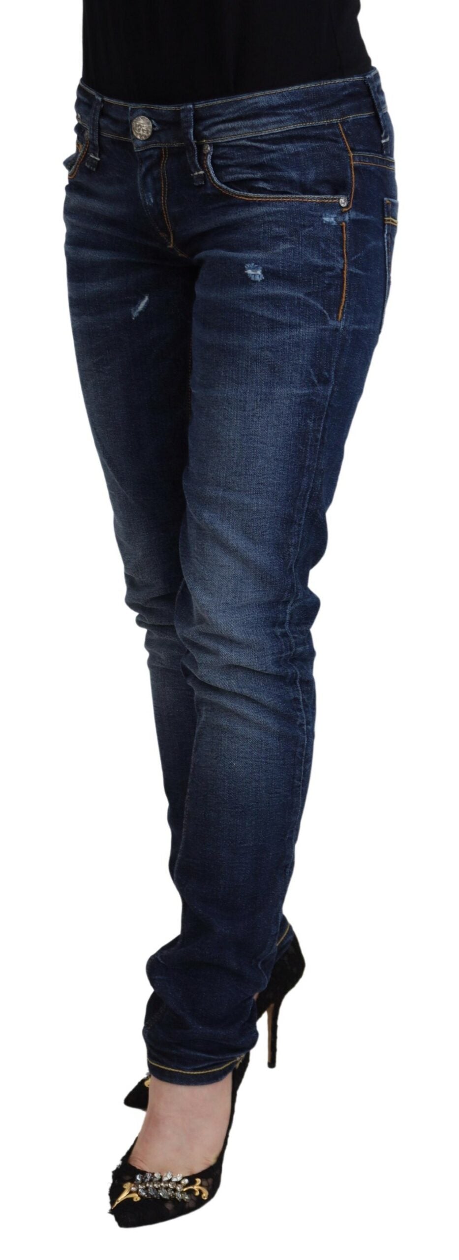 Acht Chic Låg Midja Designer Skinny Jeans