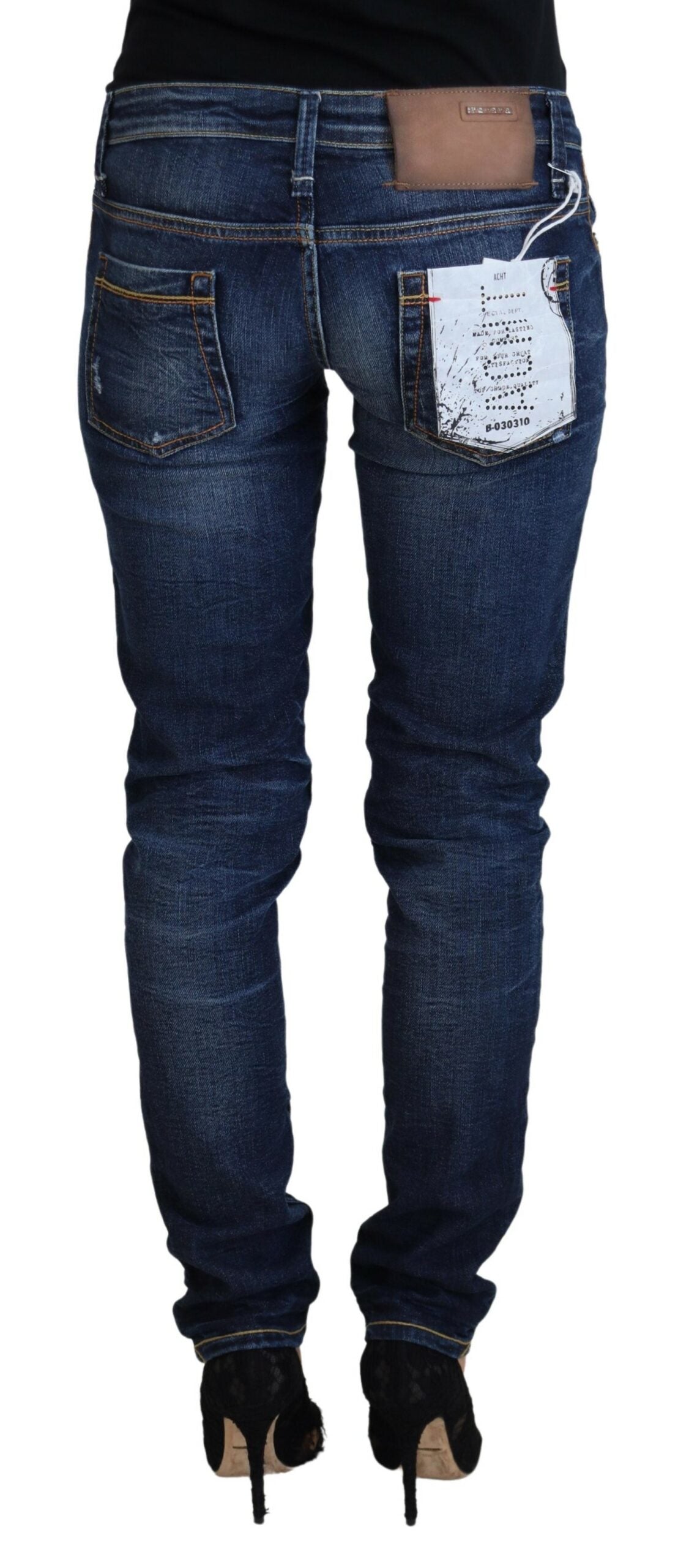 Acht Chic Låg Midja Designer Skinny Jeans