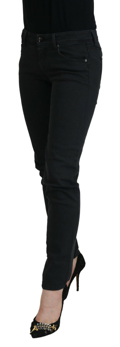 Ermanno Scervino Chic Low Waist Black Skinny Jeans