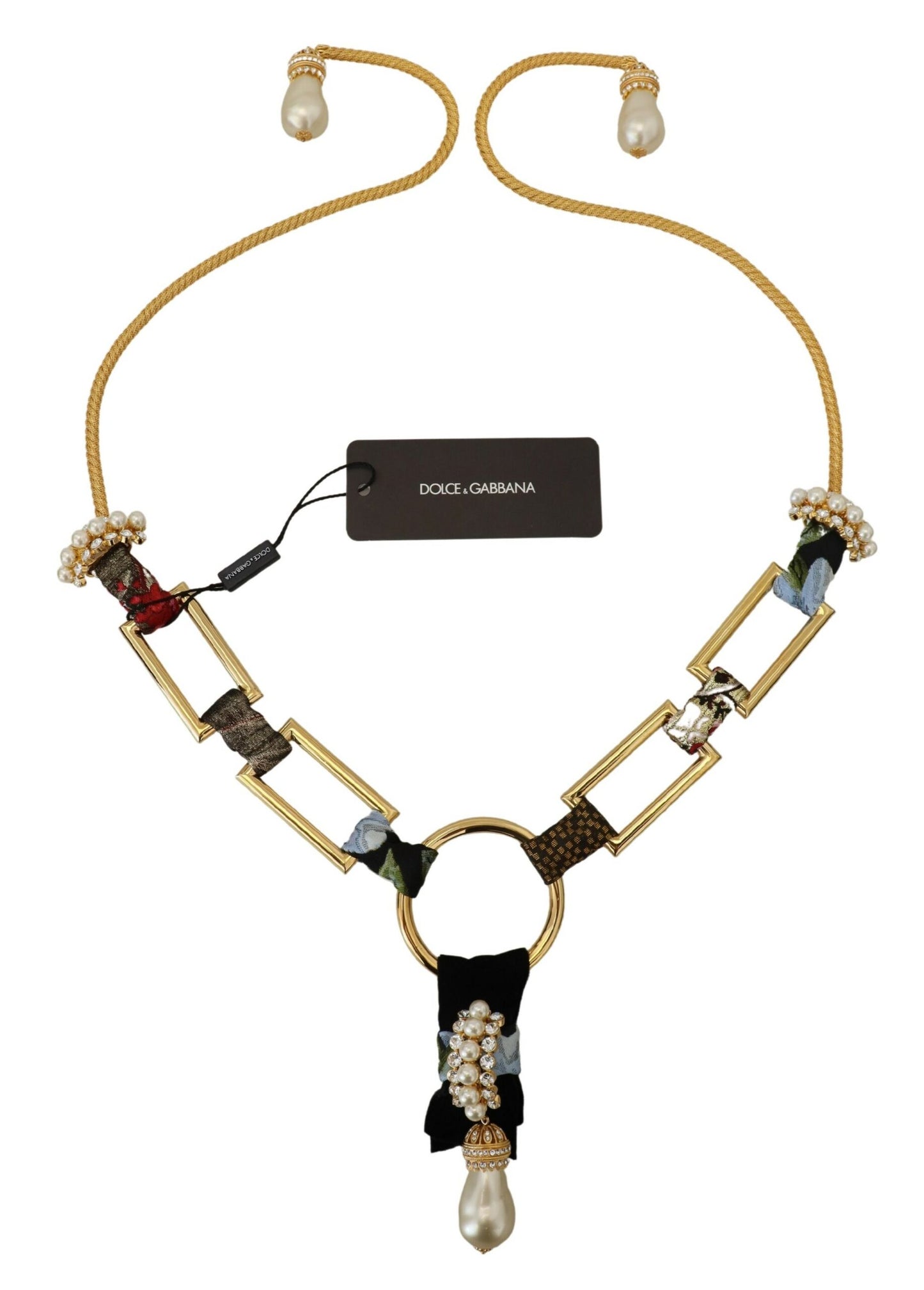 Dolce &amp; Gabbana Elegant guld mässing Pearl Statement halsband