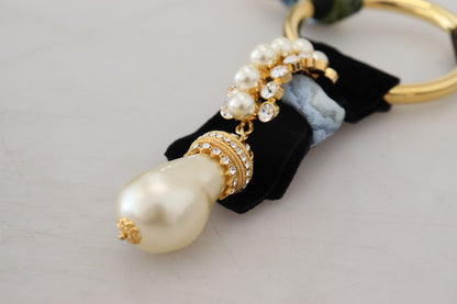 Dolce &amp; Gabbana Elegant guld mässing Pearl Statement halsband