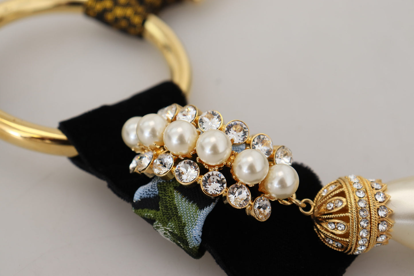 Dolce &amp; Gabbana Elegant guld mässing Pearl Statement halsband