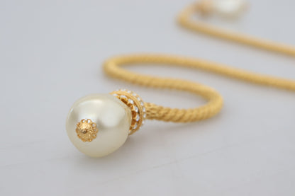 Dolce &amp; Gabbana Elegant guld mässing Pearl Statement halsband