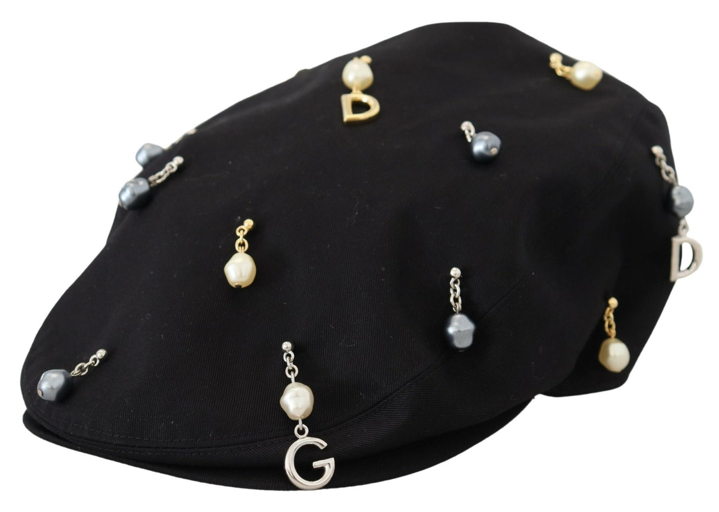 Elegante gorro de vendedor de periódicos de algodón negro de Dolce &amp; Gabbana