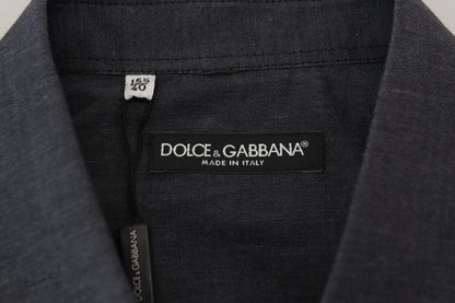 Dolce &amp; Gabbana Elegant grå bomullskrageskjorta