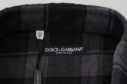 Dolce &amp; Gabbana Elegant svart och grå knappad skjorta