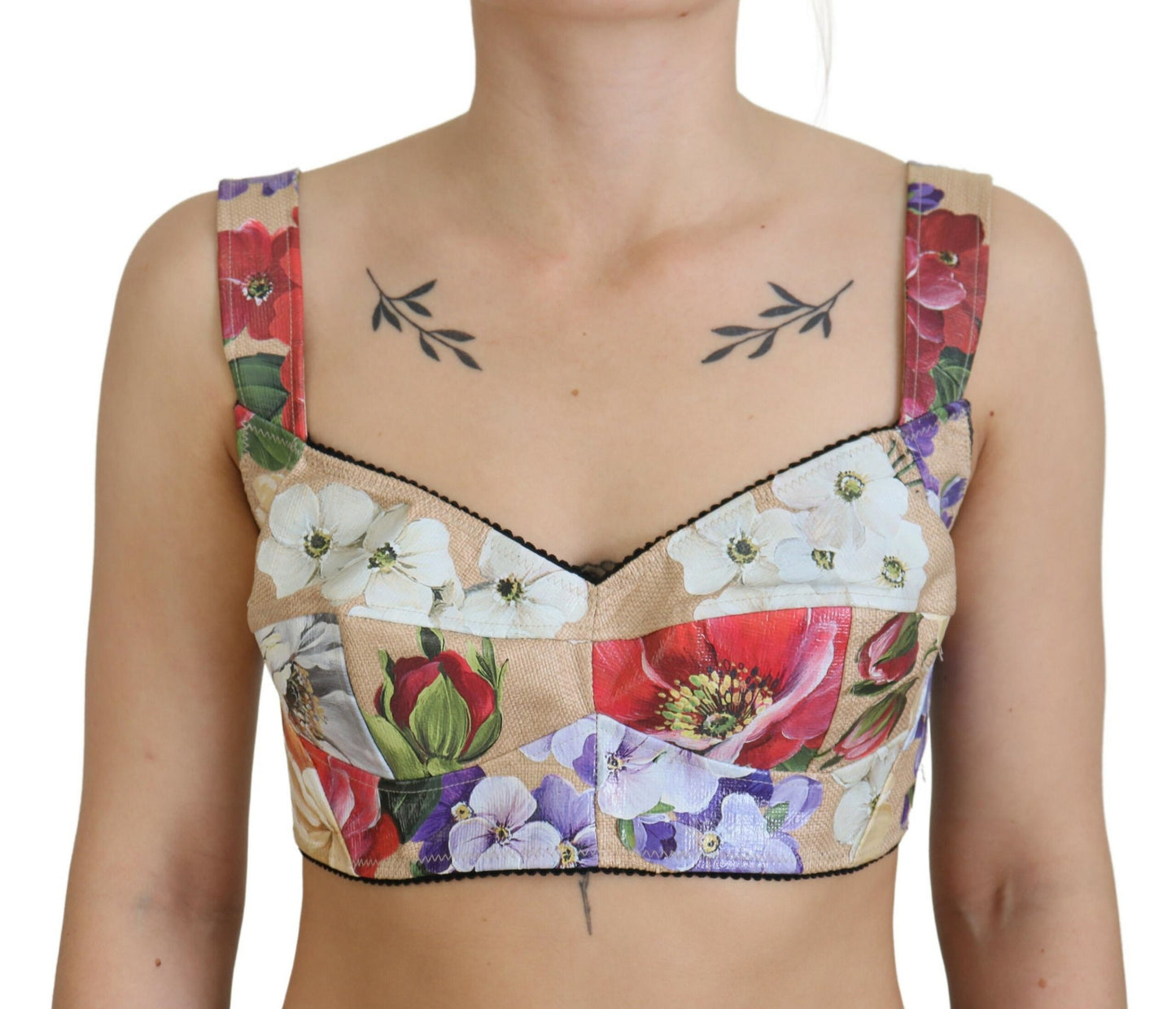 Dolce & Gabbana Floral Print Bustier Crop Top